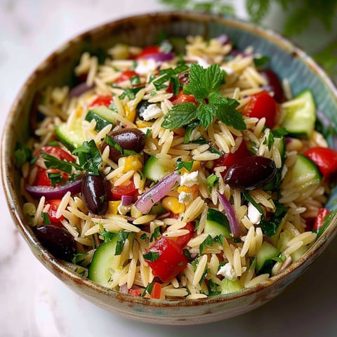 A bowl of rice, tomatoes, cucumbers, and olives.