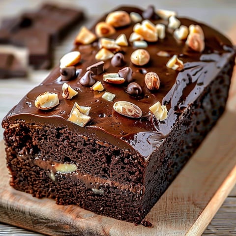 A slice of chocolate cake with nuts on top.