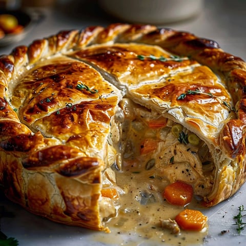 A pastry with meat and vegetables inside.