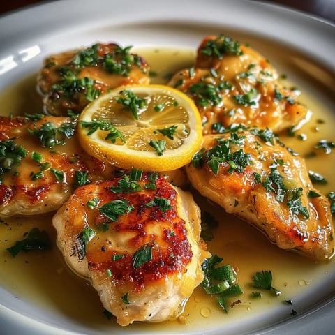 Chicken with lemon and herbs.